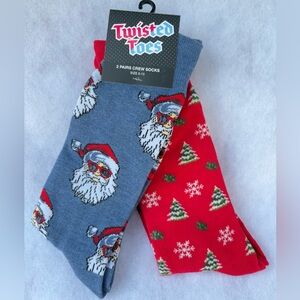 2 PAIRS of MENS CHRISTMAS CREW SOCKS  Size: 8-13